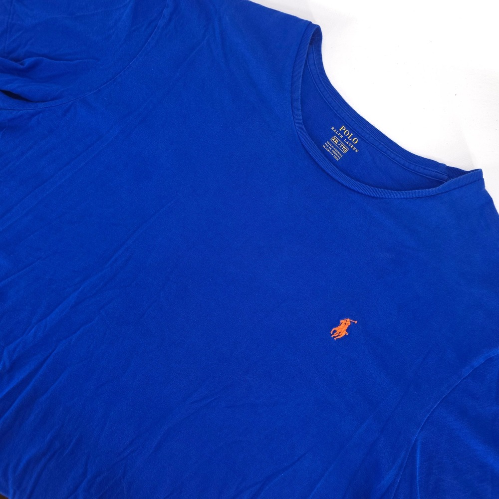 Polo Ralph Lauren Pony Logo Short Sleeve T-Shirt Mens XXL Blue Orange Crew Neck
